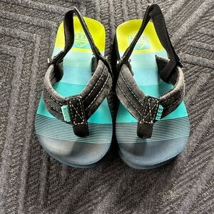 Reef Kids' Black and Teal Sandals